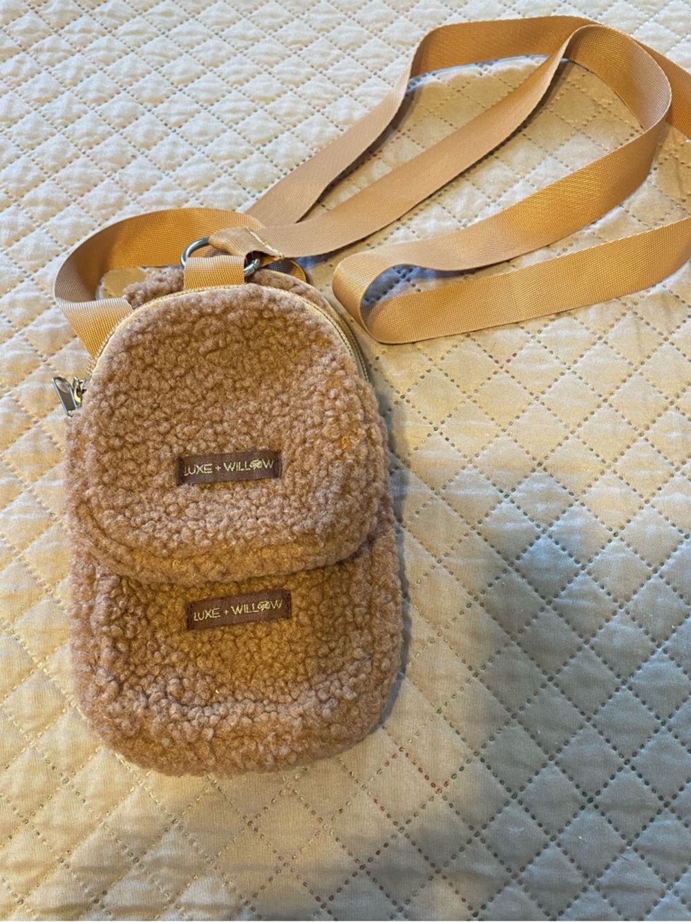 Tan Sherpa Mini Crossbody Bag
